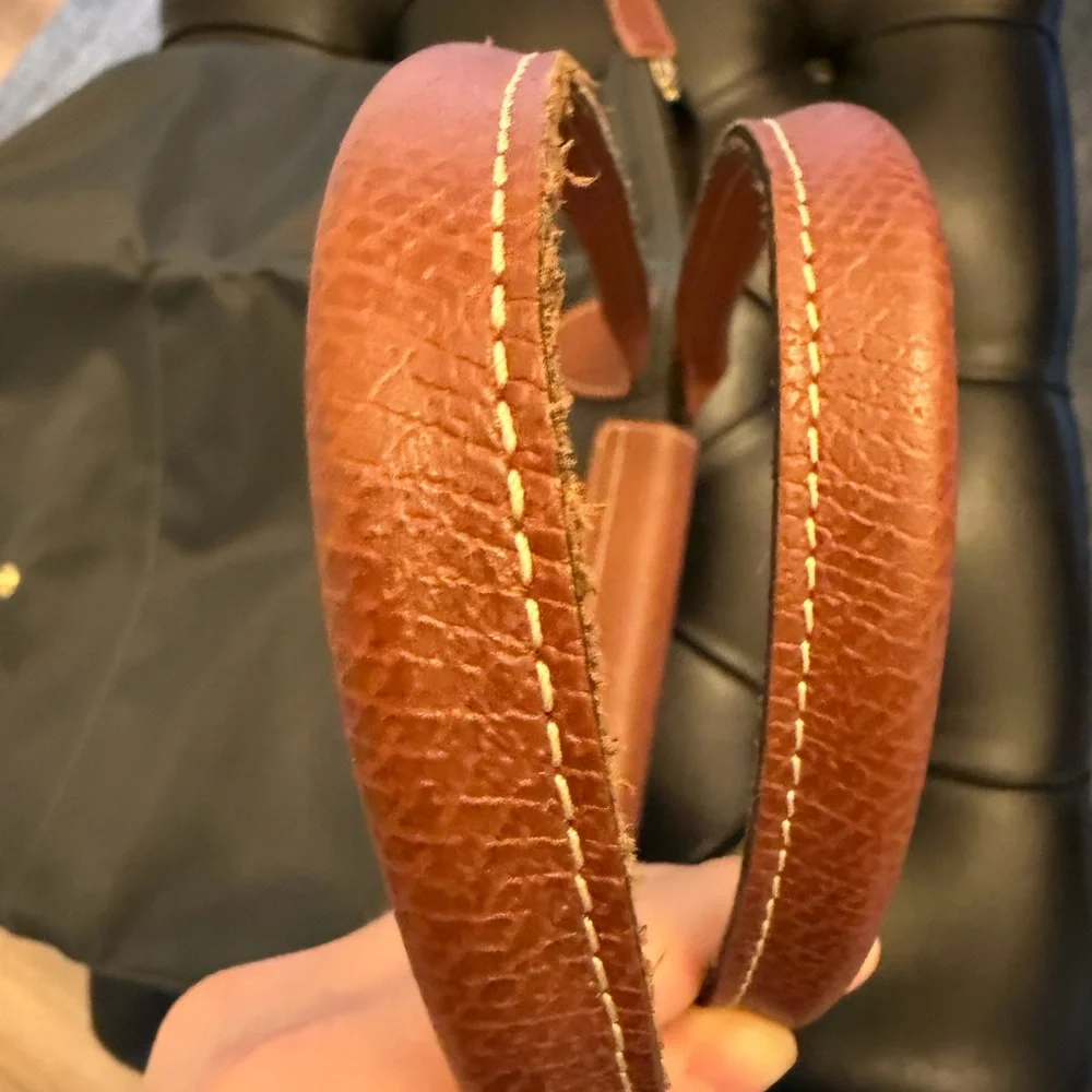 Longchamp Le Pliage Classic Large Gray Tote with Brown Leather Trim - Picture 7 of 10